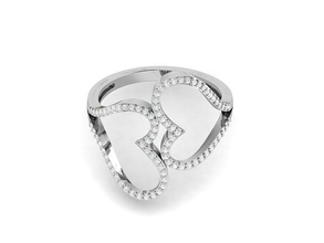 mujer corazón anillo 3dm stl obj fbx detalles diseño moda oro dorado joya joyería impresión imprimible prototipos plata hermoso amor diamantes centrar anillos 3d print model - Mito3D
