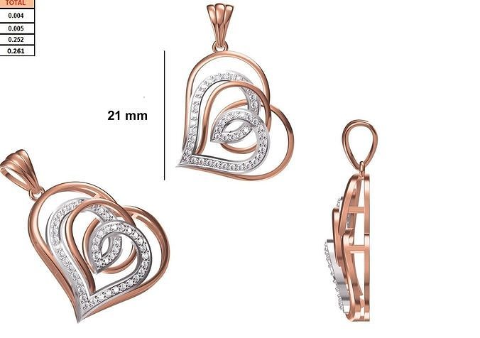 women heavy heart unique pendant stl fbx jcd details necklace jewellery diamond silver gold jewelry fancy fashion precious pendants gift girls 3D print model - Mito3D