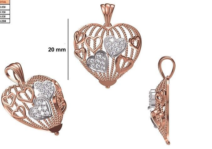 women heavy heart unique pendant stl fbx jcd details necklace jewellery diamond silver gold jewelry fancy fashion precious pendants gift girls 3D print model - Mito3D
