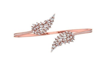 femmes feuille bracelet 3dm stl obj fbx rend détails mariage diamant platine bracelets bijou argent or bijoux imprimable engagement gemme brillant goujat sterling 3d print model - Mito3D