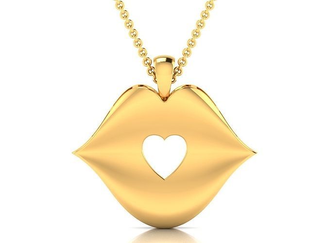 femmes lèvre cœur pendentif 3dm stl obj fbx rendre détails acheter 3d modèle diamant élégant engagement mode gemme or platine bijoux cire précieux version d'impression argent mariage pendentifs 3D print model - Mito3D