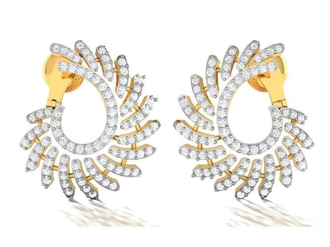 women long earring 3dm stl obj fbx render details hoop earrings wedding jewelry cad usa uk europe fashion shining light rose gold 15mm printable silver jewel diamond ring 3D print model - Mito3D