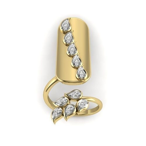 women nail ring 3dm render details precious fancy shape jewellery jewelry gold diamond gem jewel printable trendy rings beautiful silver 3D print model - Mito3D