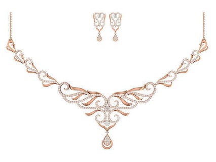 donne necklace earrings impostato 3dm stl render dettaglio orecchini nozze gioielleria stampabile diamante combo collana collane borchie hoopsandhuggies pendente rosa 3d print model - Mito3D