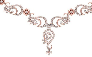 Frauen Halskette Anhänger 3dm stl obj fbx rendert Einzelheiten Schmuck Gold druckbar Juwel Engagement Diamant 3d print model - Mito3D