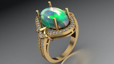 femmes opale bague or argent luxe mode imprimable bijoux brillant gemme diamant beauté zee femme cadeau ogate onyx turquoise anneaux 3d print model - Mito3D