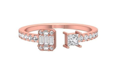 mujer abierto final Boda compromiso banda anillo joyería joya platino solitario nupcial imprimible precioso anillos diamante oro Moda 3d print model - Mito3D