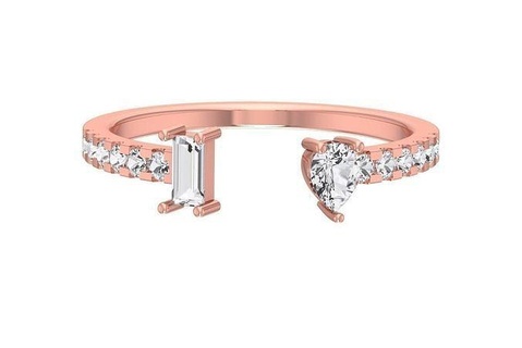 mujer abierto final Boda compromiso banda anillo joyería joya platino solitario nupcial imprimible precioso anillos diamante oro Moda 3d print model - Mito3D