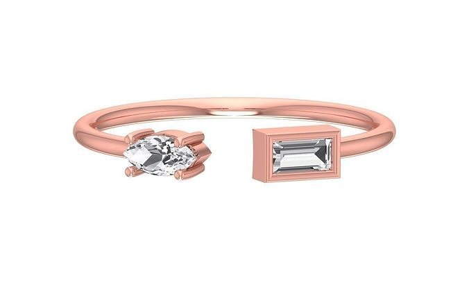 mujer abierto ligero peso banda anillo joyería joya platino compromiso solitario nupcial precioso anillos diamante oro Boda Moda 3D print model - Mito3D