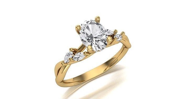 mujer oval hermoso oro anillo joyería joya compromiso plata Boda imprimible libra esterlina diamante Moda belleza solitario joyas joyeria platino anillos 3d print model - Mito3D