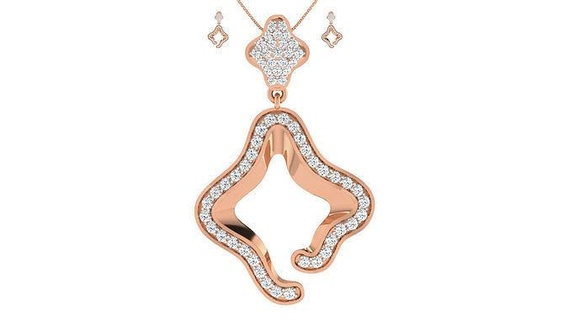 donne pendant earrings impostato 3dm render dettaglio pendente orecchini nozze ciondoli borchie hoopsandhuggies collana combo rosa gioielleria stampabile diamante 3d print model - Mito3D