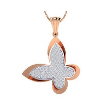 femmes pendentif bijoux or imprimable luxe carat platine précieux gemme engagement argent papillon solitaire diamant brillant Collier pendentifs 3d print model - Mito3D