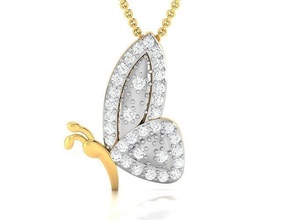 donne pendente gioielleria stampabile diamante oro argento nozze gioiello sterlina bianca farfalla brillante platino prezioso collana ciondoli 3d print model - Mito3D