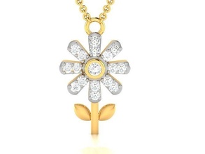 femmes pendentif bijoux imprimable diamant or argent mariage bijou sterling blanc fleur brillant platine précieux Collier pendentifs délicat 3d print model - Mito3D