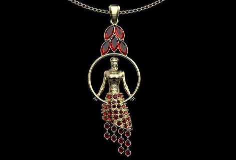 femmes pendentif bijoux or argent pendentifs imprimable diamant bijou Collier gemme 3d print model - Mito3D