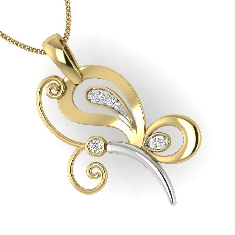 KADIN kolye 3dm vermek 3d Yazdır model düğün mücevher nişan yazdırılabilir elmas gümüş altın takı beyaz sterlin platin kelebek 3D print model - Mito3D