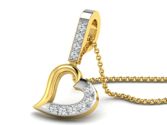 Frauen Anhänger 3dm Detail Schmuck druckbar Juwel Diamant Gold Silber Hochzeit Herz Sterling Weiß brillant Platin Luxus wertvoll Halskette 3D print model - Mito3D