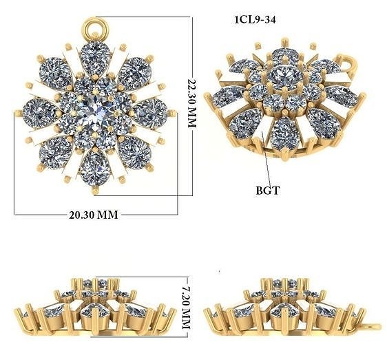 women pendant 3dm render detail jewellery printable diamond gold silver wedding jewel sterling white brilliant platinum precious necklace pendants jewelry 3D print model - Mito3D