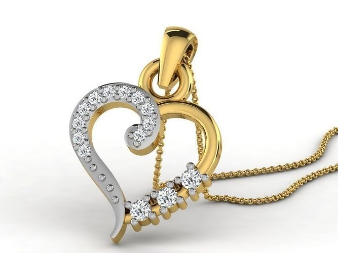women pendant 3dm render detail jewellery printable gem diamond gold silver wedding jewel sterling white brilliant platinum luxury precious necklace pendants jewelry heart 3D print model - Mito3D