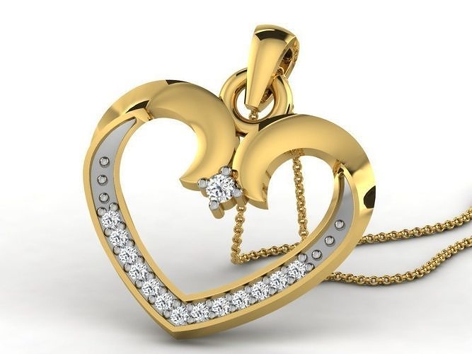 Frauen Anhänger 3dm Detail Schmuck druckbar Juwel Diamant Gold Silber Hochzeit Sterling Weiß brillant Platin Luxus wertvoll Halskette Herz 3D print model - Mito3D