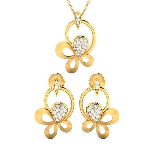 women pendant earrings set 3dm stl fbx obj render wedding engagement jewellery printable diamond gold jewelry ring combo light weight wt pendants rings 3D print model - Mito3D