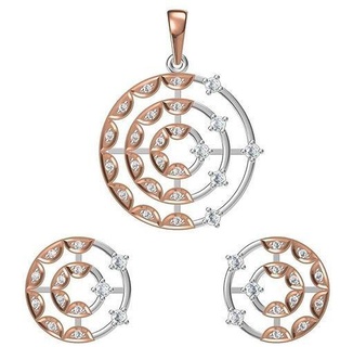women pendant earrings set stl jcd details wedding jewellery printable diamond jewelry pendants studs necklace combo 3d print model - Mito3D