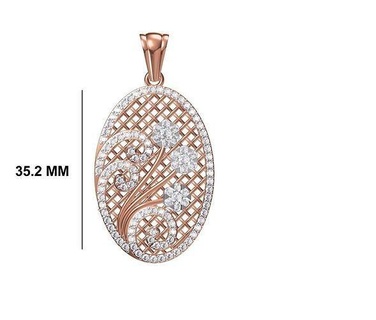 femmes pendentif stl jcd détails Collier bijoux diamant argent or cocarde rond circulaire précieux imprimable bijou gemme engagement pendentifs bague anneaux 3d print model - Mito3D