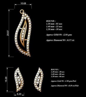 Frauen Anhänger Ohrringe einstellen Hochzeit Engagement Silber Gold Sterling brillant Halskette Schmuck 3d print model - Mito3D