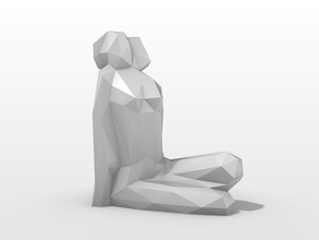 femmes pose géométrique conception art sculpture déco animal petit facetté lowpoly abstrait 3dprint sculptures femelle personnage figure forme miniature 3d print model - Mito3D