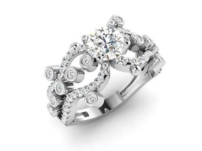 frauen ring schmuck juwel gold druckbar silber ringe engagement solitär diamant luxus leuchtenden wertvoll 3d print model - Mito3D