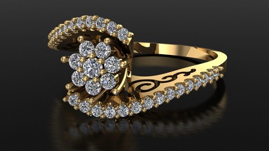 mujer anillo promesa compromiso Boda diamante joyería joya brillante oro Moda belleza plata flor aureola Roca anillos 3d print model - Mito3D