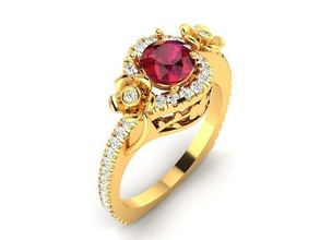Frauen Ring Schmuck Juwel Gold druckbar Silber Ringe Engagement Solitär Diamant Luxus leuchtenden wertvoll 3d print model - Mito3D