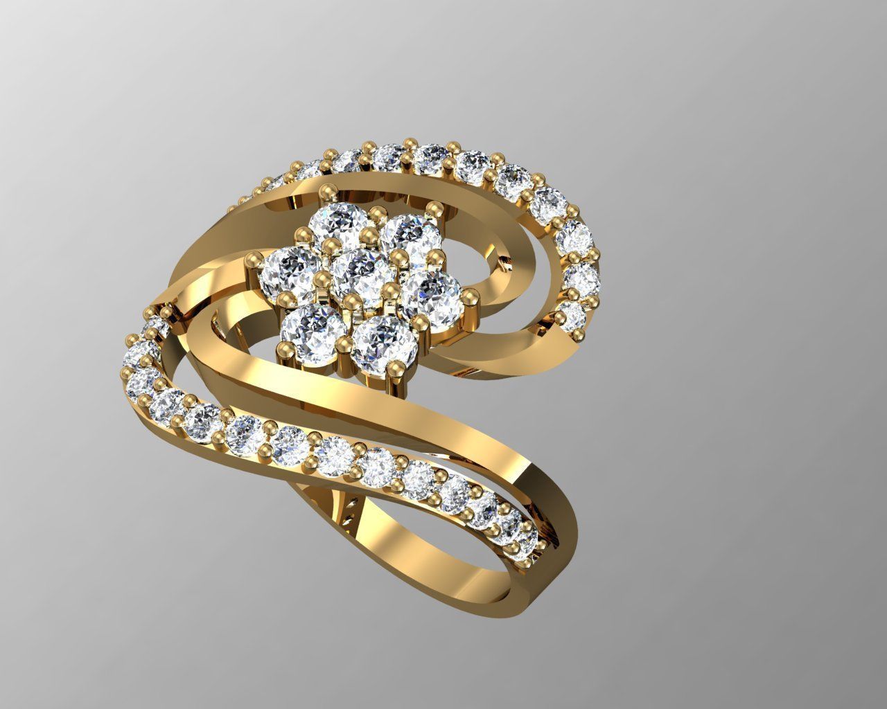 kadın yüzük takı altın moda taşlar elmas Gümüş yazdırılabilir 3D print model - Mito3D
