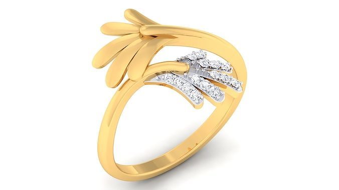 Frauen Ring druckbar Ringe Hochzeit Juwel Schmuck Silber Engagement Sterling Platin Diamant Gold 3D print model - Mito3D