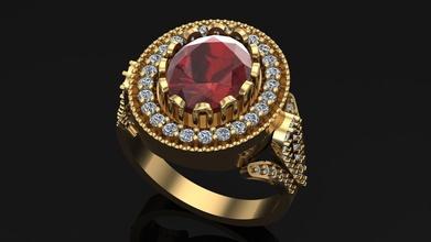 femmes bague or argent mode brillant mariage engagement diamant bijou bijoux cadeau mer imprimable valentin femme l'amour ovale rubis anneaux 3d print model - Mito3D