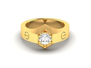 women ring solitaire rings wedding engagement jewel jewellery diamond printable unisex gold jewelry silver platinum luxury precious 3d print model - Mito3D