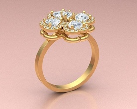 women ring gold silver love diamond jewelry rings 3d print model - Mito3D