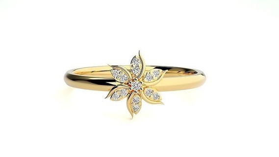 women ring rings wedding engagement jewel jewellery diamond printable gold flower jewelry light weight minimalist wt 3d print model - Mito3D