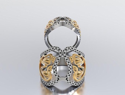 mulheres anel ouro prata jóias joalheria arte luxo decoração ornamentado Projeto brilhando estilo retro imprimível gema branco parede espelho rococó argolas 3d print model - Mito3D