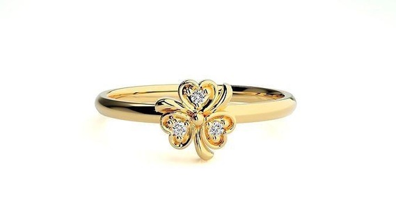 women ring rings wedding engagement jewel jewellery diamond printable gold flower jewelry light weight minimalist thin wt 3d print model - Mito3D