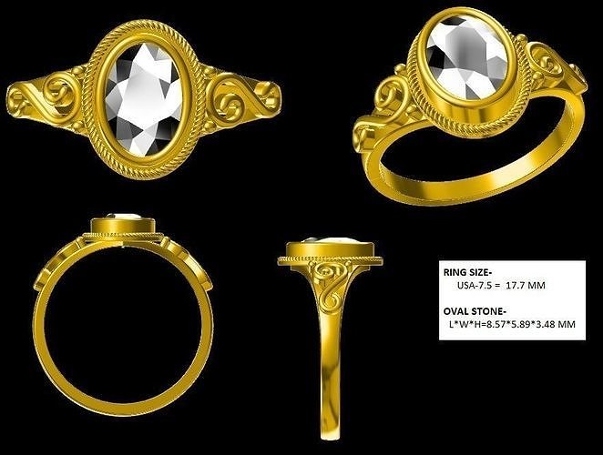 women ring cad jewelrydesign cadoperator caddesigner solitairering customdesign rhinoceros realdiamonddesign goldjewelry jewelry rings 3D print model - Mito3D