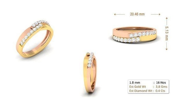 mulheres anel 014 ouro jóia joalheria prata imprimível diamante mulher moda Casamento solitário banda casal argolas 3d print model - Mito3D