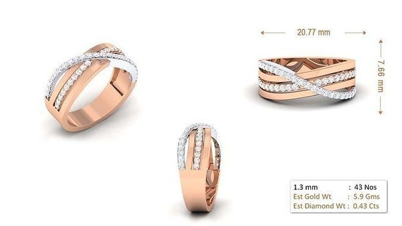 mulheres anel 024 ouro jóia joalheria prata imprimível diamante mulher moda Casamento solitário banda casal argolas 3d print model - Mito3D