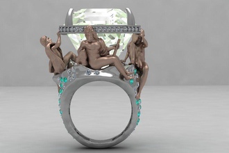 uomini squillare argento diamante oro moda bellezza shayeste design donne arte anelli gioielleria cad stampabile collegamento cubano banda anca luppolo hiphop 3d print model - Mito3D