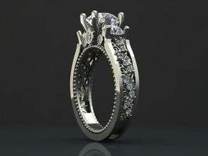 femmes anneau 03 pas bijoux or joyau d'argent de l'anneau le diamant imprimable mariage la livre sterling brillant shayeste conception art rhino platine bague en bracelet les anneaux 3d print model - Mito3D