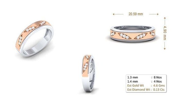 mulheres anel 042 ouro jóia joalheria prata imprimível diamante mulher moda Casamento solitário banda casal argolas 3d print model - Mito3D