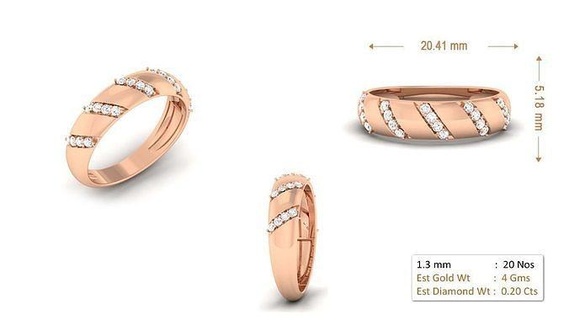 femmes bague 048 or bijou bijoux argent imprimable diamant femme mode mariage solitaire bande couple anneaux 3d print model - Mito3D