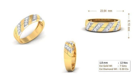 mulheres anel 065 ouro jóia joalheria prata imprimível diamante mulher moda Casamento solitário banda casal argolas 3d print model - Mito3D