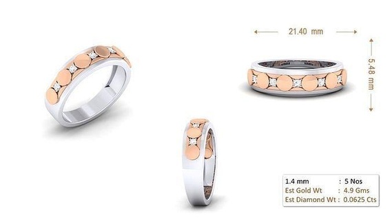 mulheres anel 076 ouro jóia joalheria prata imprimível diamante mulher moda Casamento solitário banda casal argolas 3d print model - Mito3D