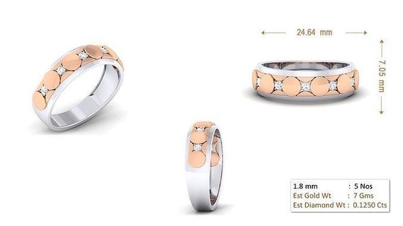 mulheres anel 077 ouro jóia joalheria prata imprimível diamante mulher moda Casamento solitário banda casal argolas 3d print model - Mito3D